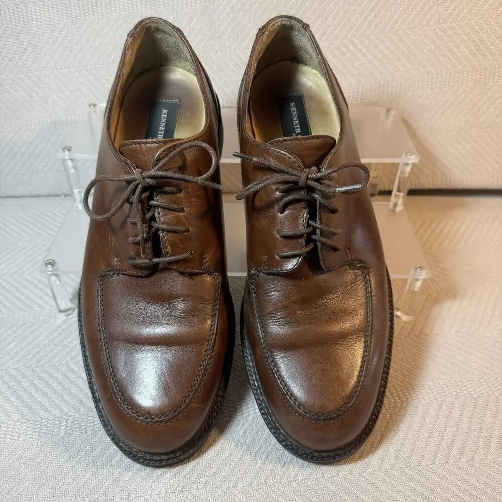 Kenneth Cole Dress Shoes Oxford Brown Leather Men's Size 10 Lace Up Smart Casual
